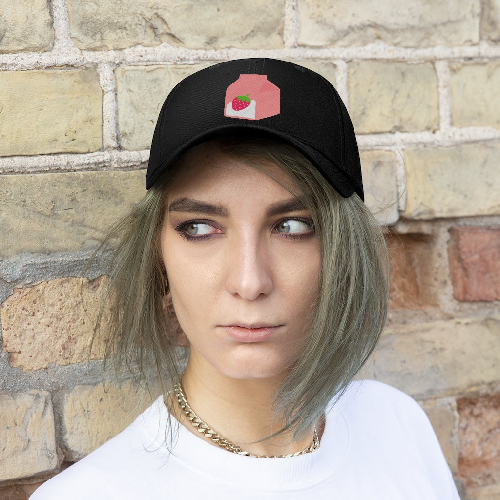 Strawberry Milk Embroidered Hat - Lunar Velvet